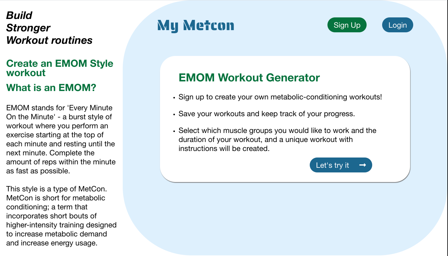 MyMetcon Workout Creator App